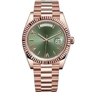 Stainless Steel Rose Gold Green Dial Men's Watch 41mm